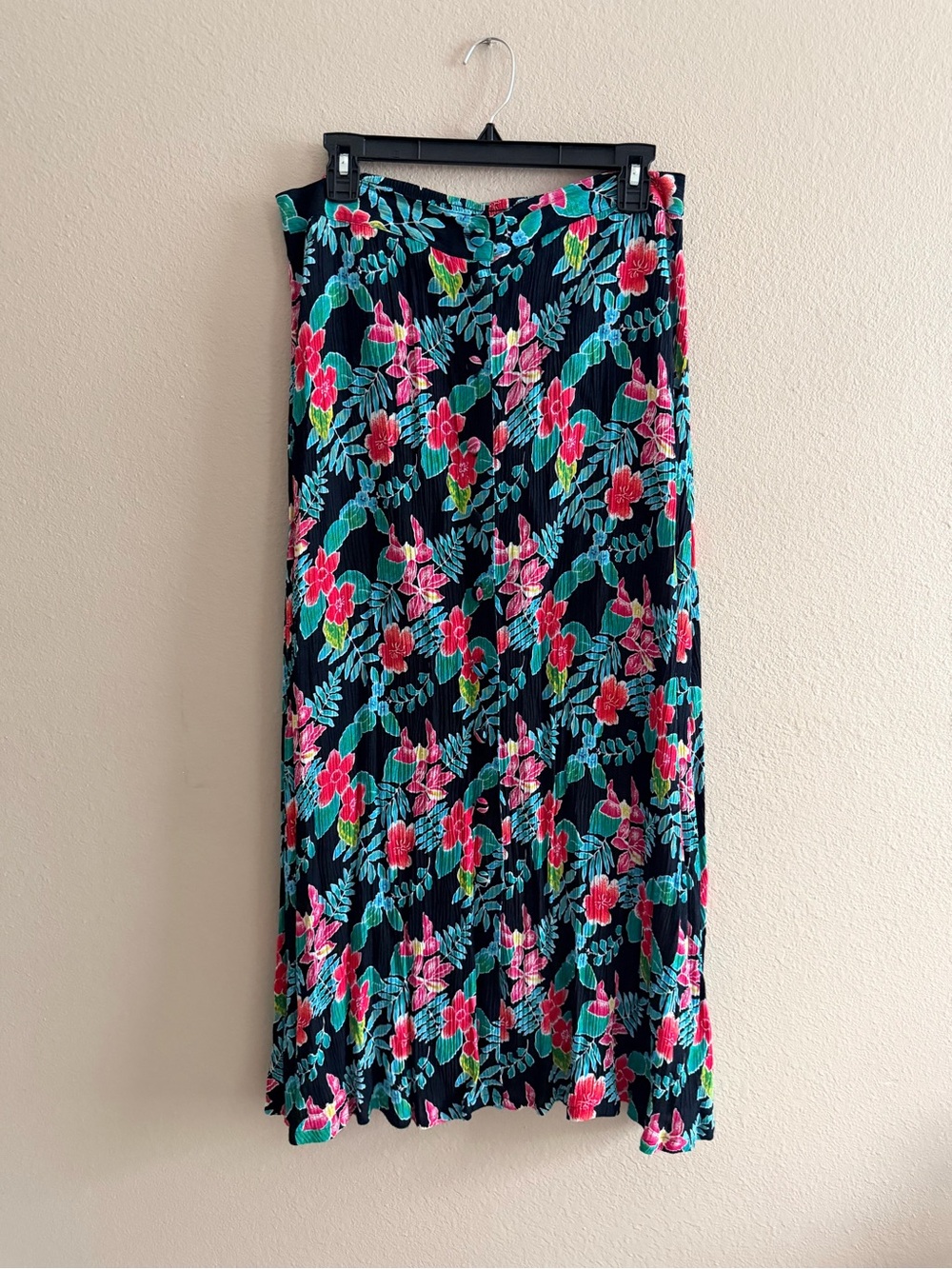 Vintage Sag Harbor Floral Pleated Button Front Maxi Skirt